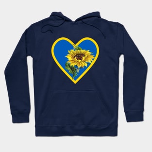 Sunflower in Sapphire Blue and Yellow Heart Hoodie